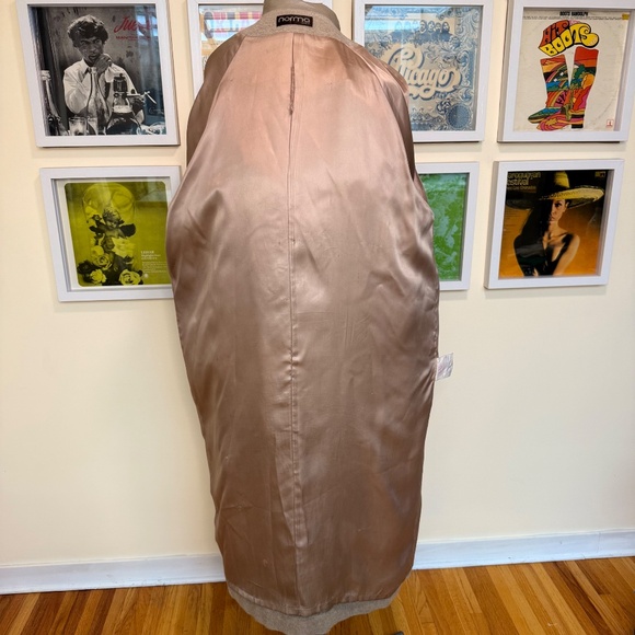 Vintage 80s Statement Taupe Wool & Leather Maxi Coat w/ Ornate Braided Trim - Picture 12 of 16